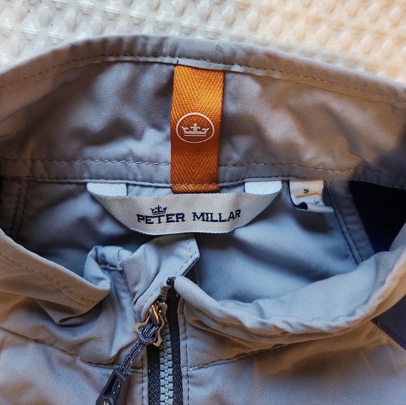 Men's Blue and Gray Quarter-Zip Peter Millar Pullover Size Small - Picture 4 of 8